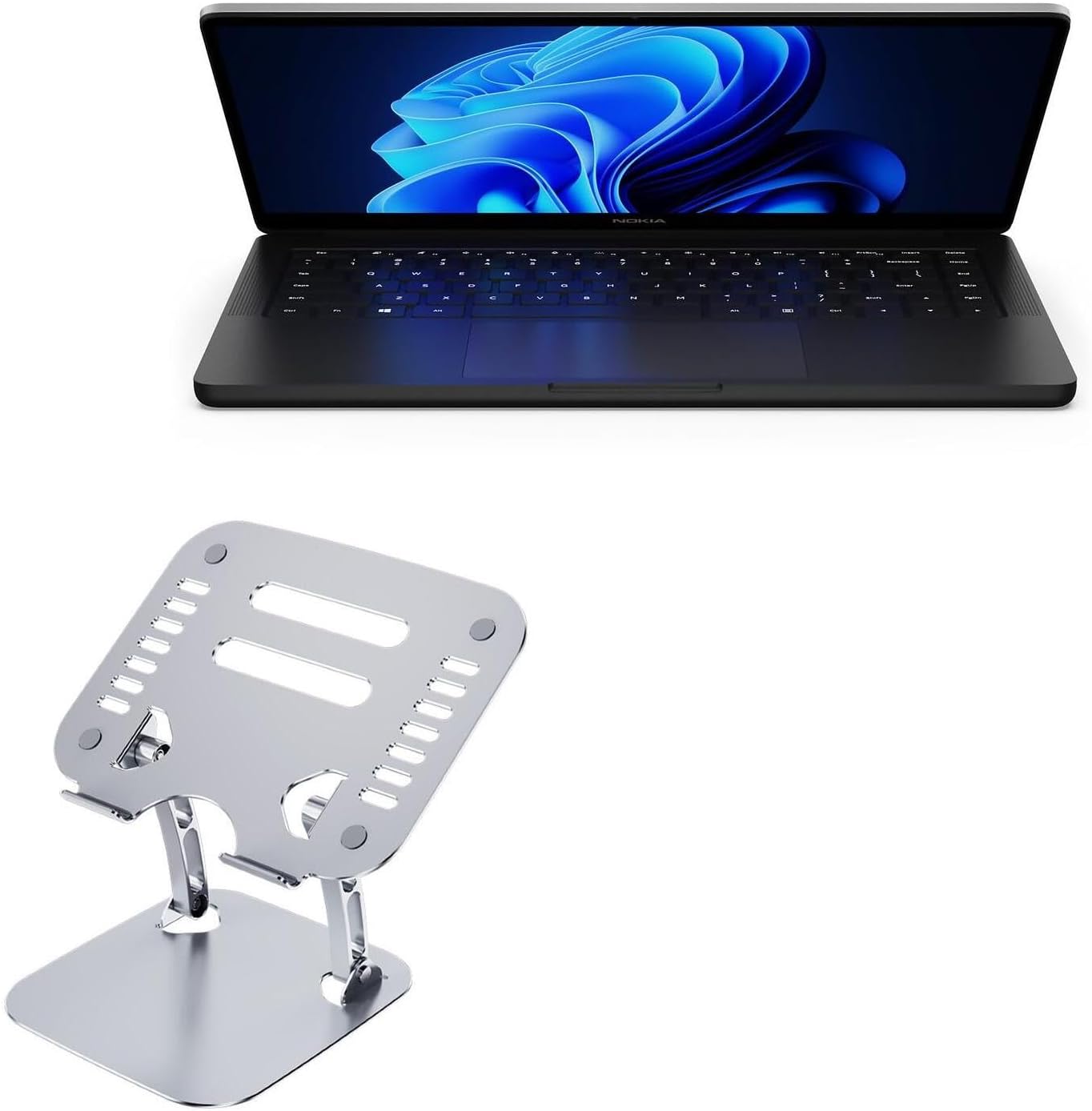 BoxWave Stand and Mount Compatible with Nokia PureBook Pro (15.6") - Executive VersaView Laptop Stand, Ergonomic Adjustable Viewing Angle Metallic Riser - Metallic Silver