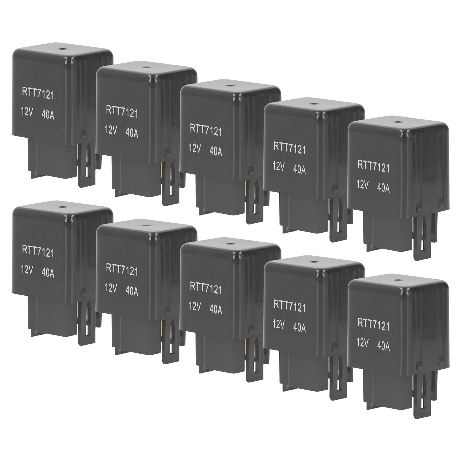 Relè Automobilistico 12V 40A 4 Pin, Interruttore Multifunzione per Motorino Avviamento, Ventola e Fari, Materiale ABS Resistente, Confezione da 10 Pezzi, Compatibile con Veicoli e Motori
