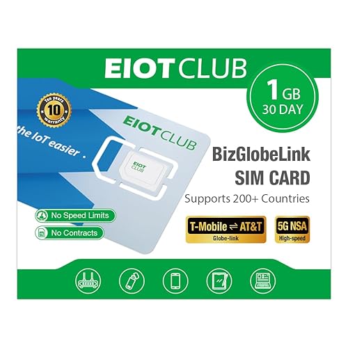 EIOTCLUB International SIM Card - 1GB/30Day, 5G/4G Business Travel SIM Card for USA/Europe/200+ Countries, Prepaid Data SIM for Mobile Phone, Router, Hotspot (No Roaming Charges)