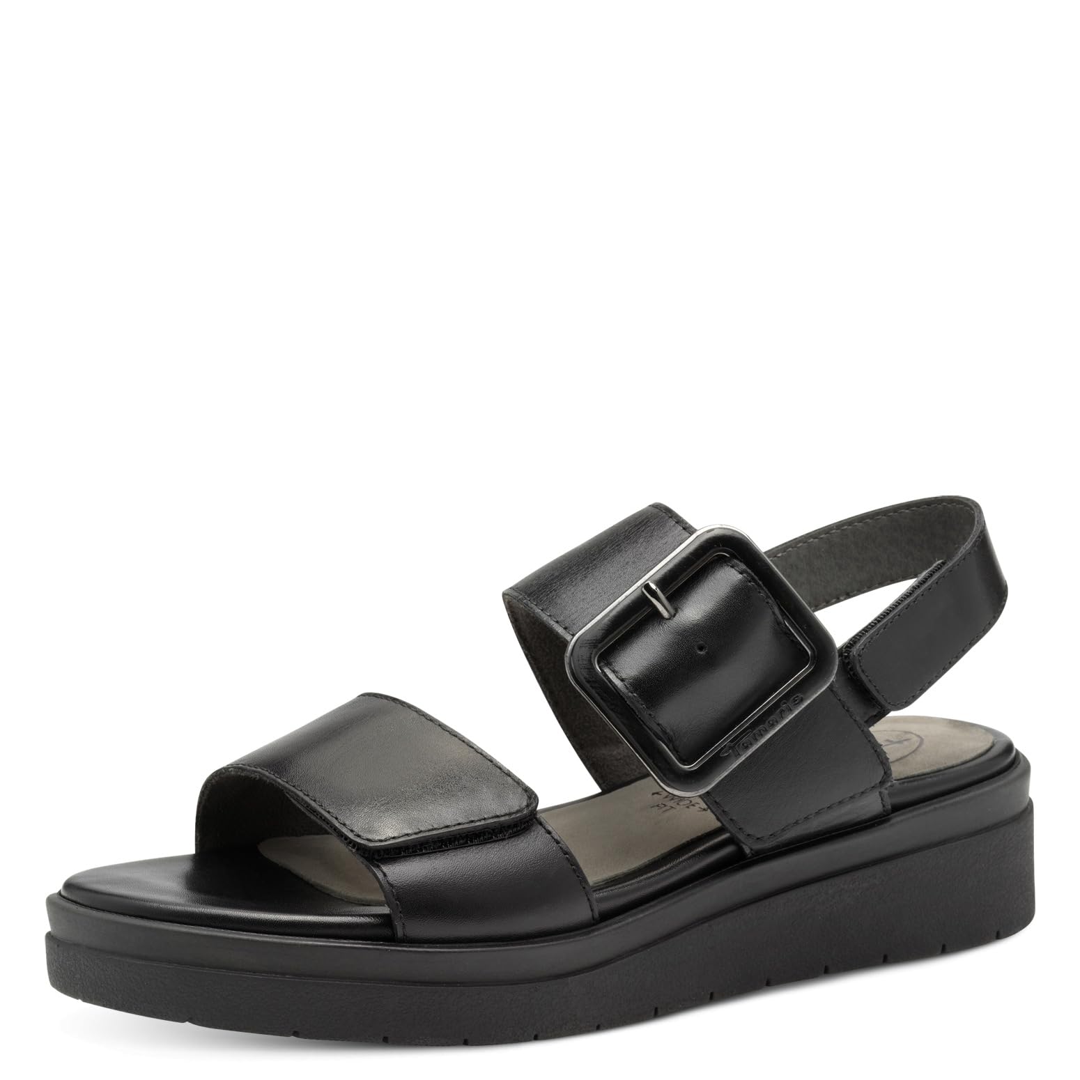 Tamaris Comfort Damen Sandalen flach aus Leder mit Schnalle