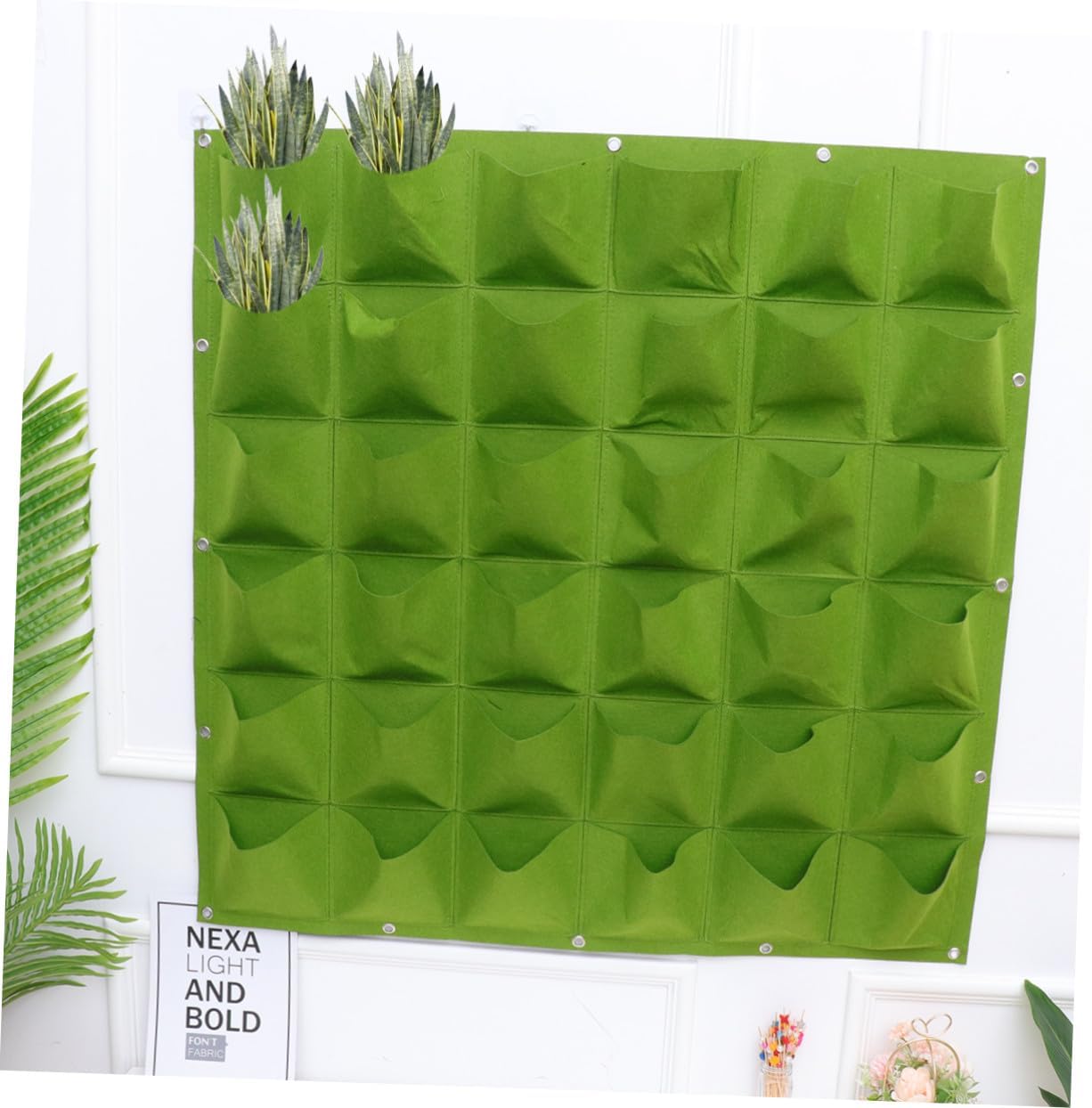 Vertical Hanging Planting Bag Felt Planter for Indoor Outdoor Garden Balcony Nursery Container for Vegetables Succulents Flowers Space-Saving Wall Grow Bag Green