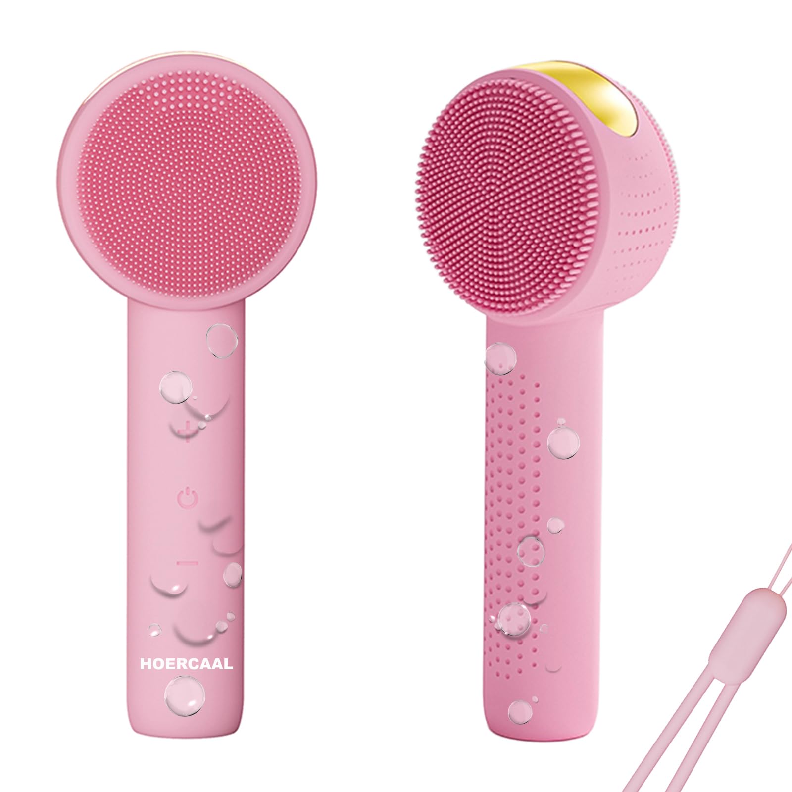 Cepillo de limpieza facial eléctrico - Limpiador facial de silicona recargable, limpiador vibratorio impermeable con 5 intensidades ajustables para limpieza profunda y exfoliación - Rosa