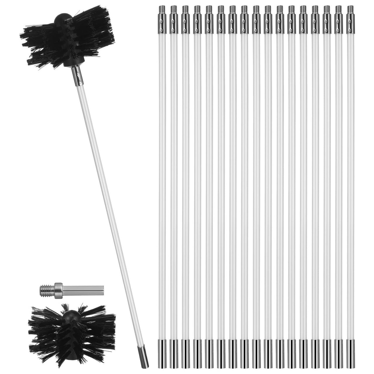 Toddmomy 18 Pollici Spazzola per Pulizia Stufa con 18 Aste Flessibili in Pp e Nylon, Due Testine, Multiuso per Stufa e Lavello, Pulizia Pratica