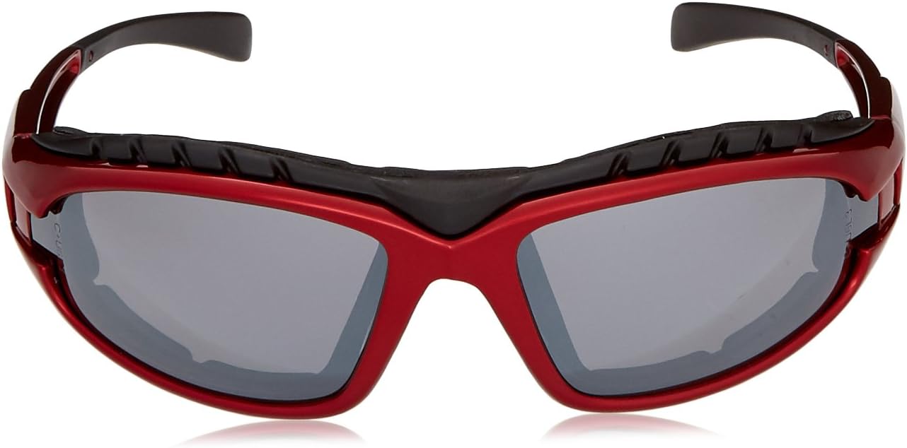 Crossfire Safety Glasses Diamondback Silver Mirror Lens Shiny Red