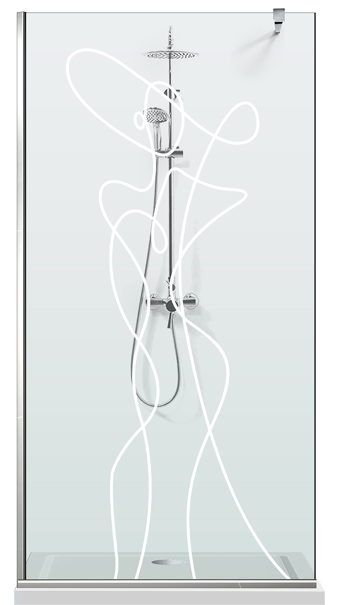 Aqua Roy INOX Modell Vogue 100cm ab 70/80/90/100/110/120 Walk in Duschwand Sicherheitsglas Klarglas 8mm Duschabtrennung für Nassraum Nano beschichtet sandgestrahltes Muster (100x195cm)