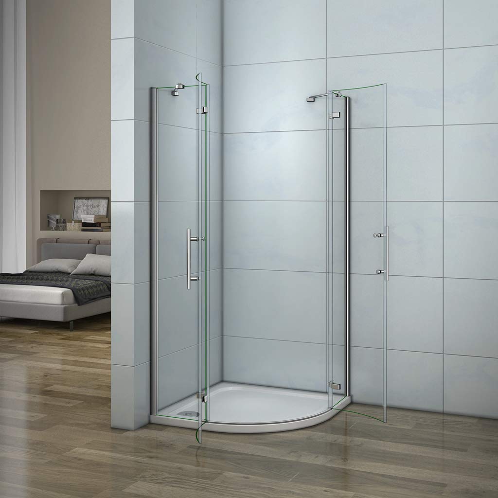 195cm Box Doccia Semicircolare 80x80cm 2 Porta Battente Vetro Barra piatto