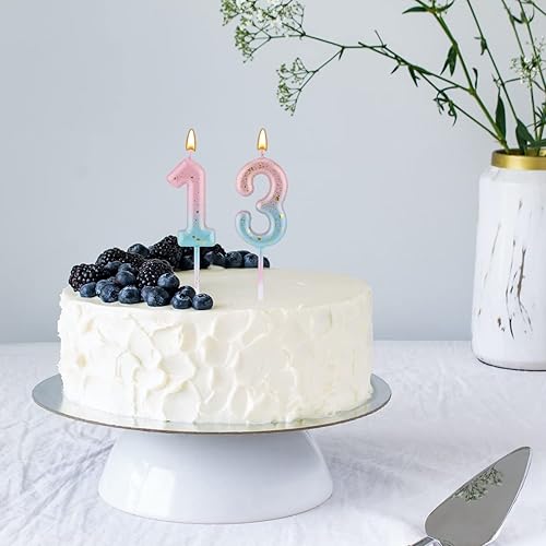 Miniatura 5 de Vela de letras con número de cumpleaños en degradé, velas de cumpleaños degradadas color rosa y azul para tartas