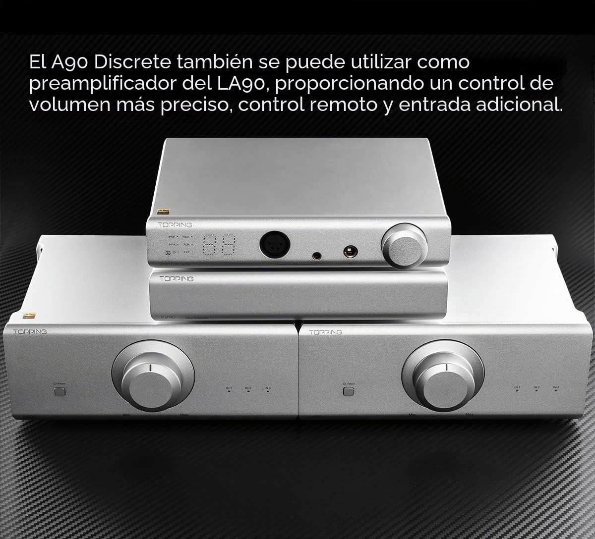 Topping A90 Amplificador de auriculares discreto 4-Pin-XLR 4.4 simétrico NFCA Amplificador completamente discreto simétrico 9800 mW x 2 Potencia de salida 2 ajustes de ganancia Siber