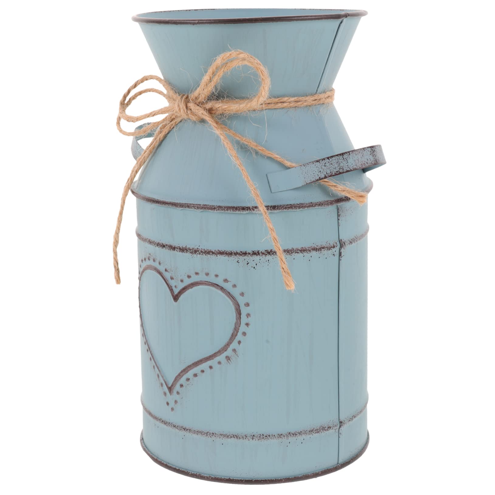 GRIRIW Maceta Hierro Florero Antiguo Jarrón Flores La Vendimia Decoración Retro Cubo Flores Florero Primitivo Decoración Mesa Rústica Planchar Jarra Leche Anticuado
