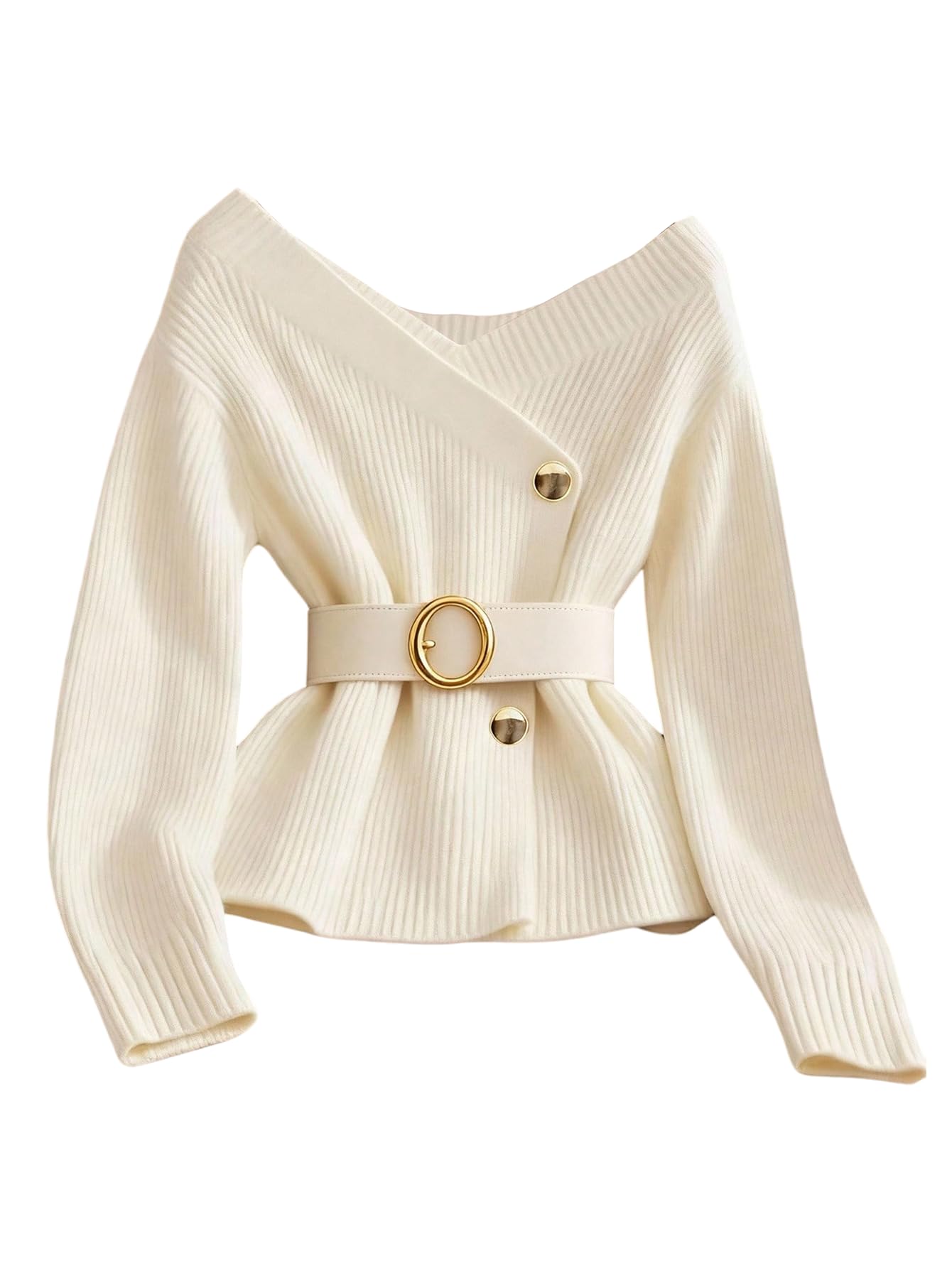 MakeMeChic Womens Winter Tops Long Sleeve Sweater Wrap V Neck Button Down Sweaters Teacher Outfits