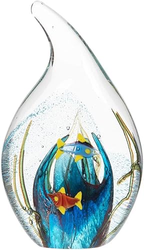 Beachcombers 7.25 "peces pequeños de cristal en una figura grande costera decoración de casa de playa azul