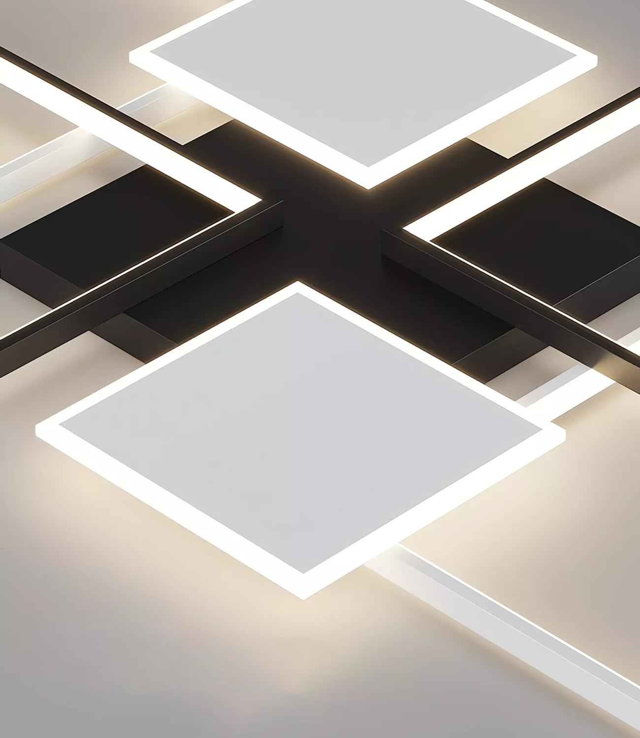 Dimmbare LED-Deckenleuchte Einfachheit Wohnzimmer Deckenleuchte Quadratische Deckenleuchte mit Fernbedienung für Schlafzimmer Esstisch Büro (Schwarz, L110cm)