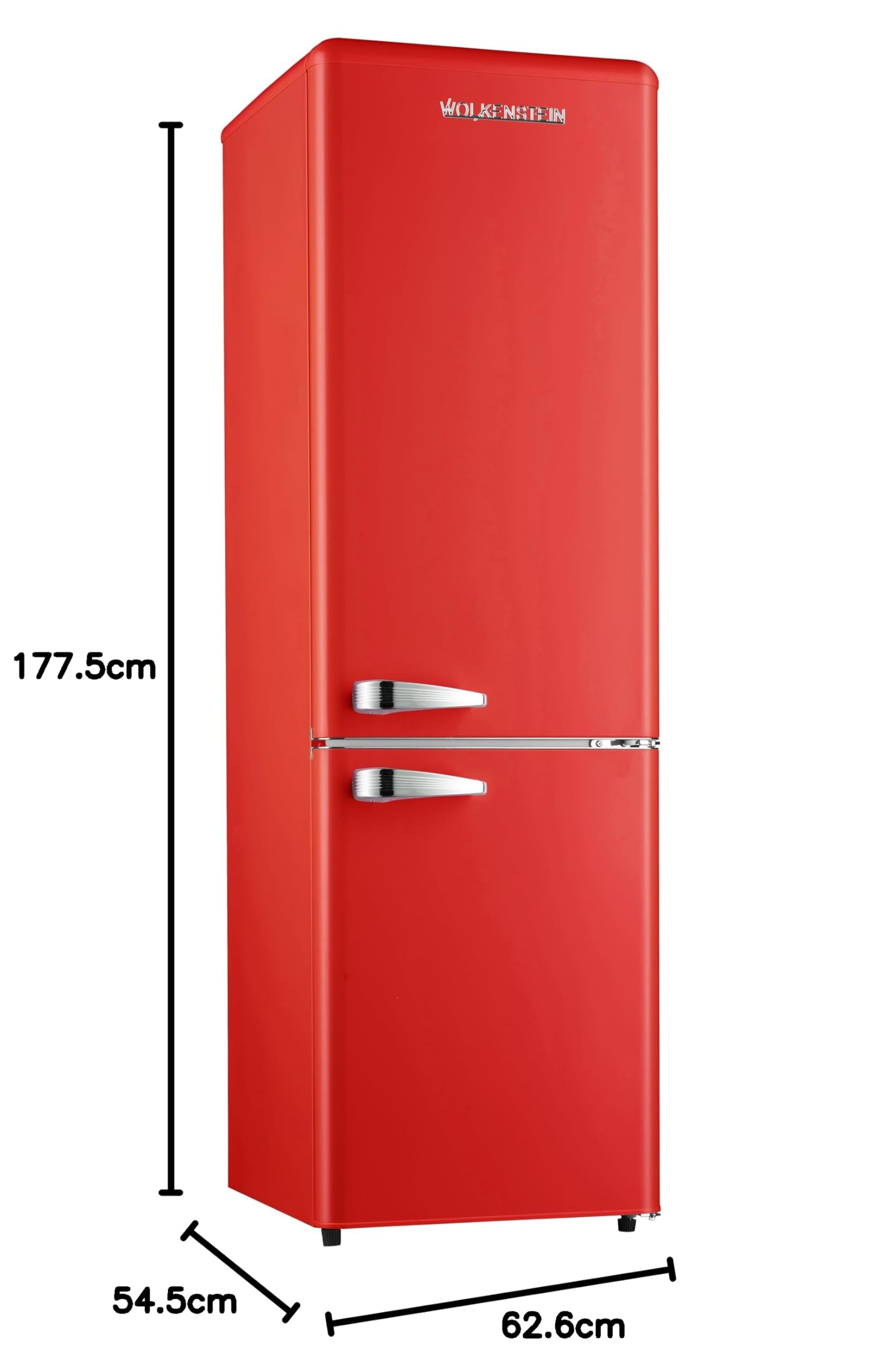 Wolkenstein KG250.4RT FR Kühl-Gefrier-Kombination Rot 249l Retro Kühlschrank Vintage Kühlgefrierkombi Gefrierfach höhenverstellbar leise
