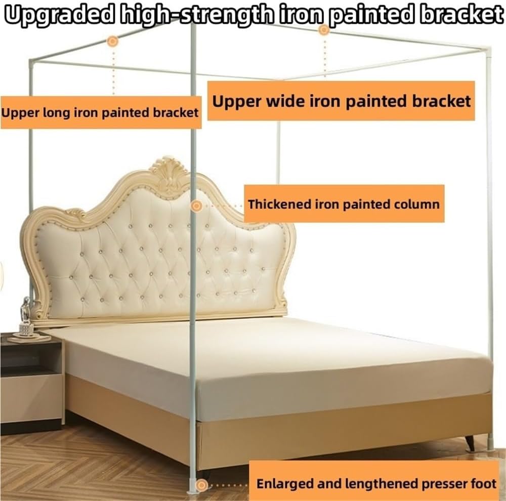 Bed Curtain Canopy, Three-Door Floor Palace Mosquito Net, Exquisite Bed Canopies Drapes Suitable for Bedroom, Apartment and Hotel(Pink,61.4''W*78.7''L*78.7''H)