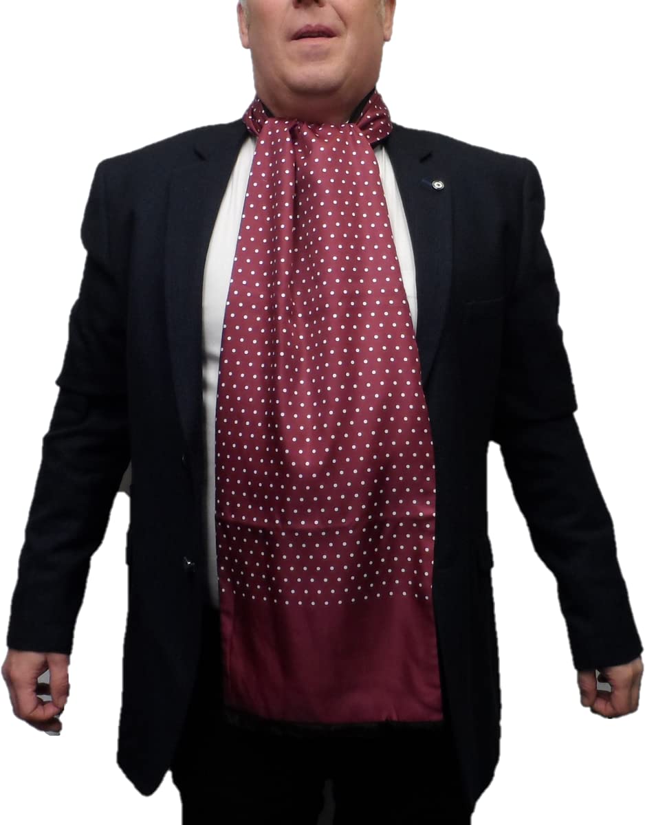 Mazeys Men's Burgundy Retro Mod Polka Dot Scarf… (Burgundy)