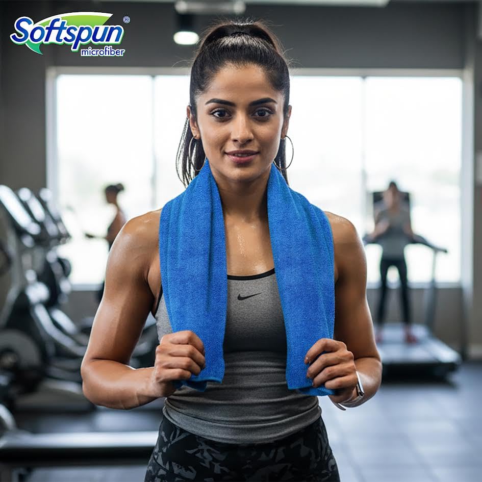 SOFTSPUN Microfiber High Loop Gym & Sports Towels for Men & Women 1pcs Sky Blue 380 GSM 60X120cms Fast Drying Super Absorbent Lightweight & Ultra-Compact Sweat Towels for Yoga Camping Travel. 3