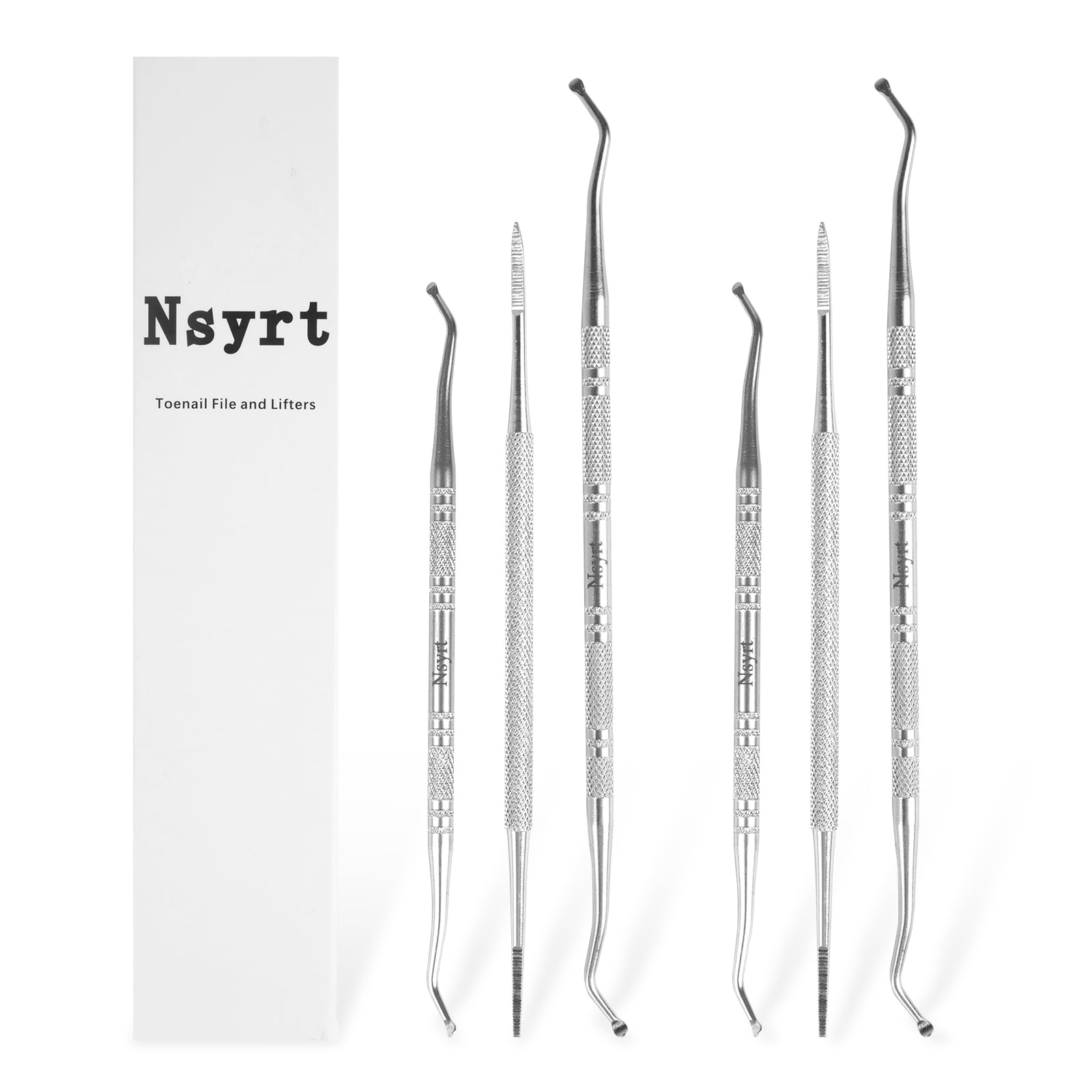 6PCS Ingrown Toenail File and Lifters, Ingrown Toenail Removal Kit Silver