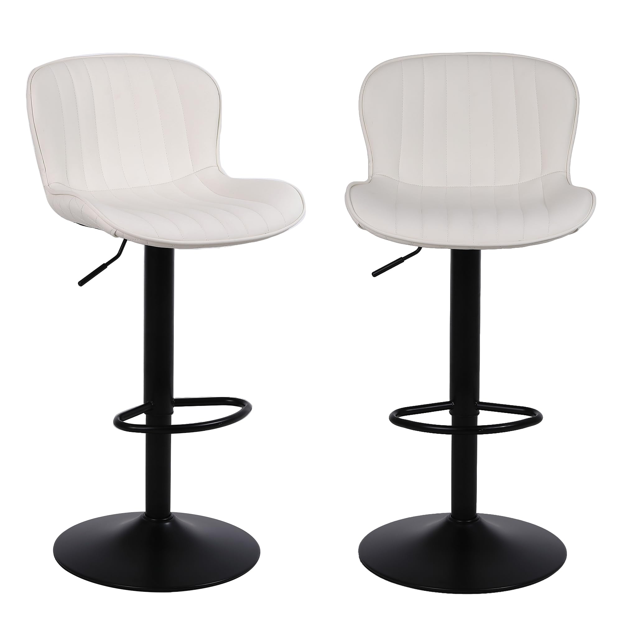 Nusetx Taburetes de Cocina Juego de 2, Taburetes de Bar Regulable en Altura, con Respaldo y Reposapiés, Taburetes Alto para Cocina, Bar y Comedor, Beige