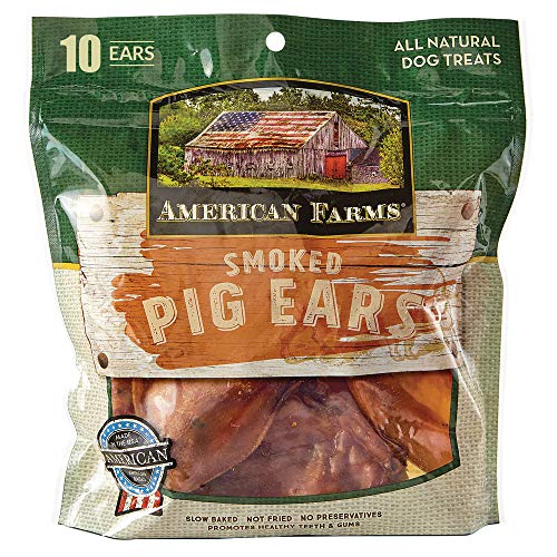 AMERICAN FARMS—100% Raised and Made in The U.S.A. Smoked Pig Ears for Dogs