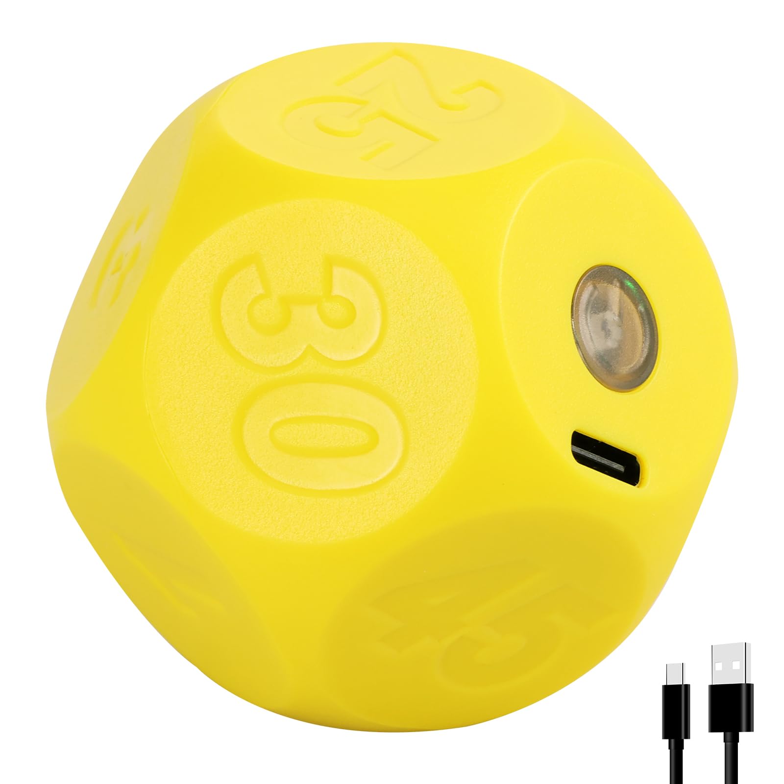 Menibbler Yellow Cube Timer, 12 Sided Rechargeable Flip Timer With 11 Preset Countdown Time Management Tool For Classroom Cooking Workout Study(Yellow)