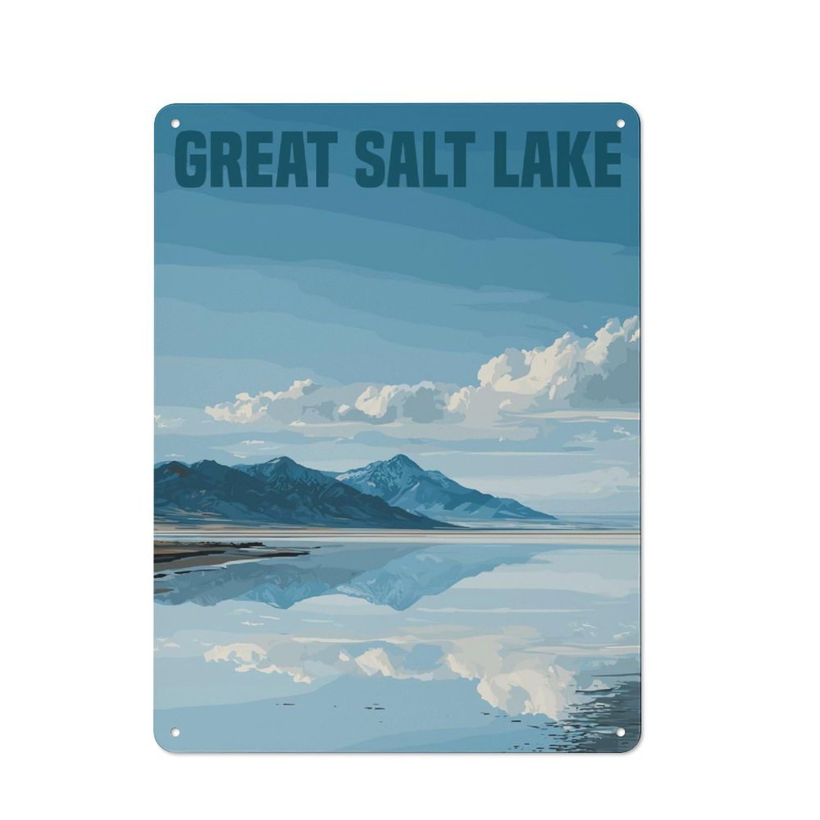 Distressed Look Great Salt Lake Decorative Tin Sign 40x30cm, Retro Room Decor for Lounge, Study, Pub Or Wall Gallery
