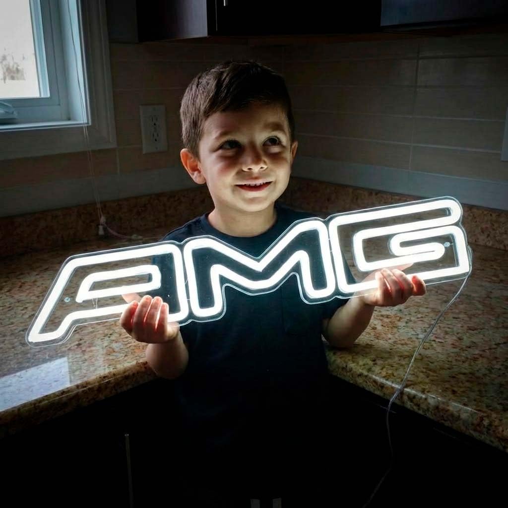 Cartel para coches para hombre y mujeres merce, mercedes iluminado en neon led one man amg engine
