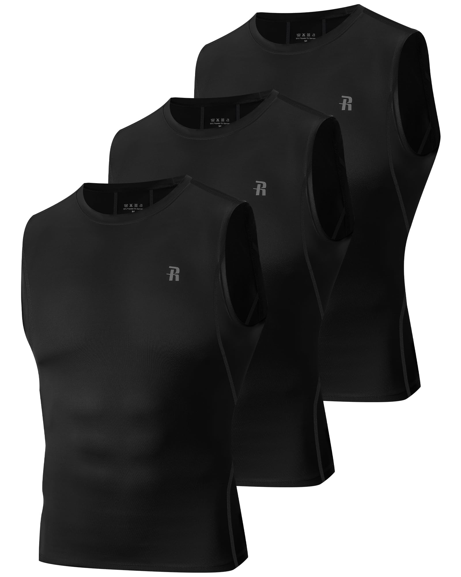 Runhit Herren Kompressionsshirt Tank Top Ärmellos, 1/3 Pack Funktionsshirt Atmungsaktiv Schnell Trocknend, Laufshirt & Muskelshirt für Fitness Gym Training, Sport Unterhemd