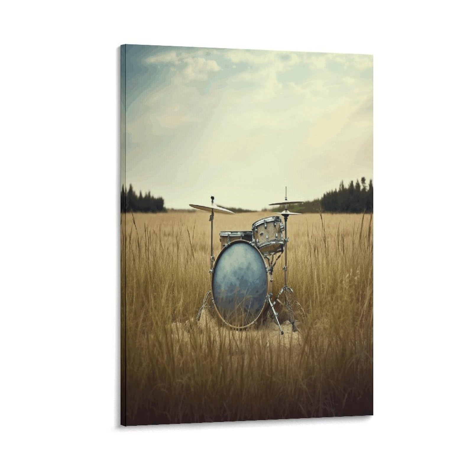 VstaDank Music Drum in Field Canvas Wall Art on Canvas Prints Artwork Exquisite Decor Artwork Hang Wall Picture Hangable Decor Painting Picture Printed Poster Art for Home Decor 24x36inch(60x90cm)