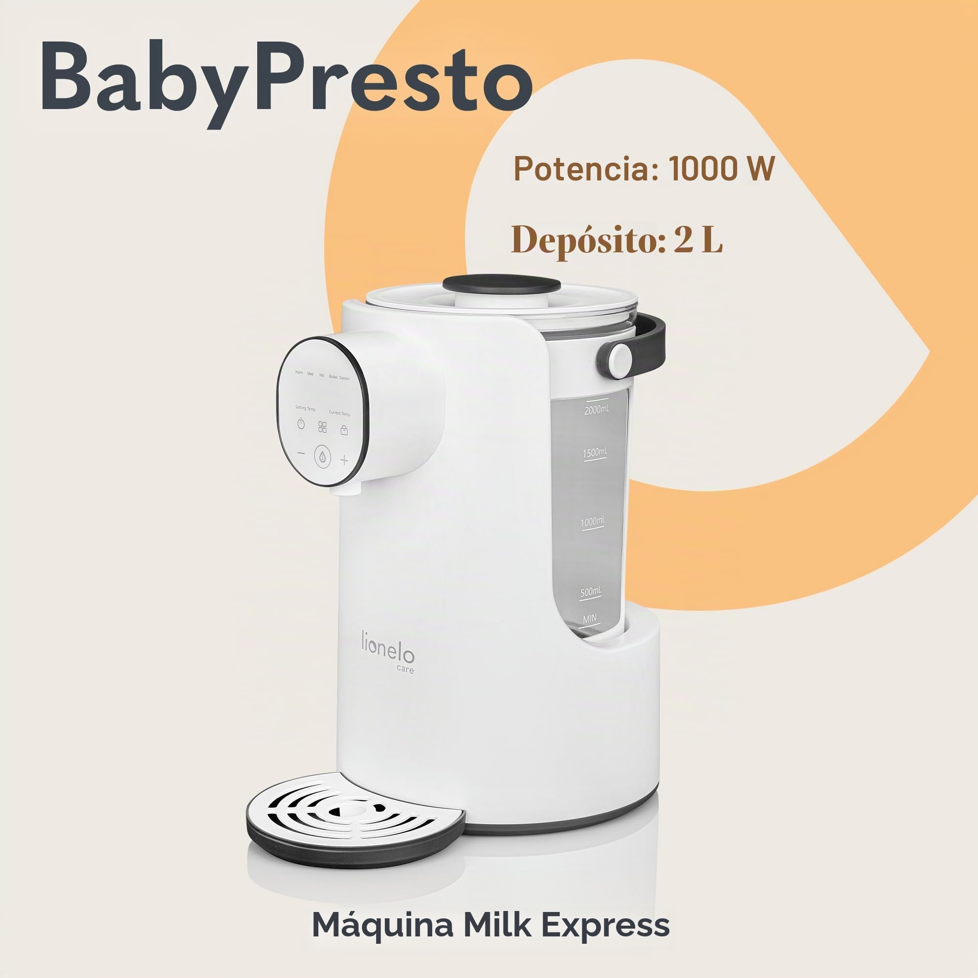 Lionelo BabyPresto Avanzado Máquina de Leche, Tanque de Cristal 2 l
