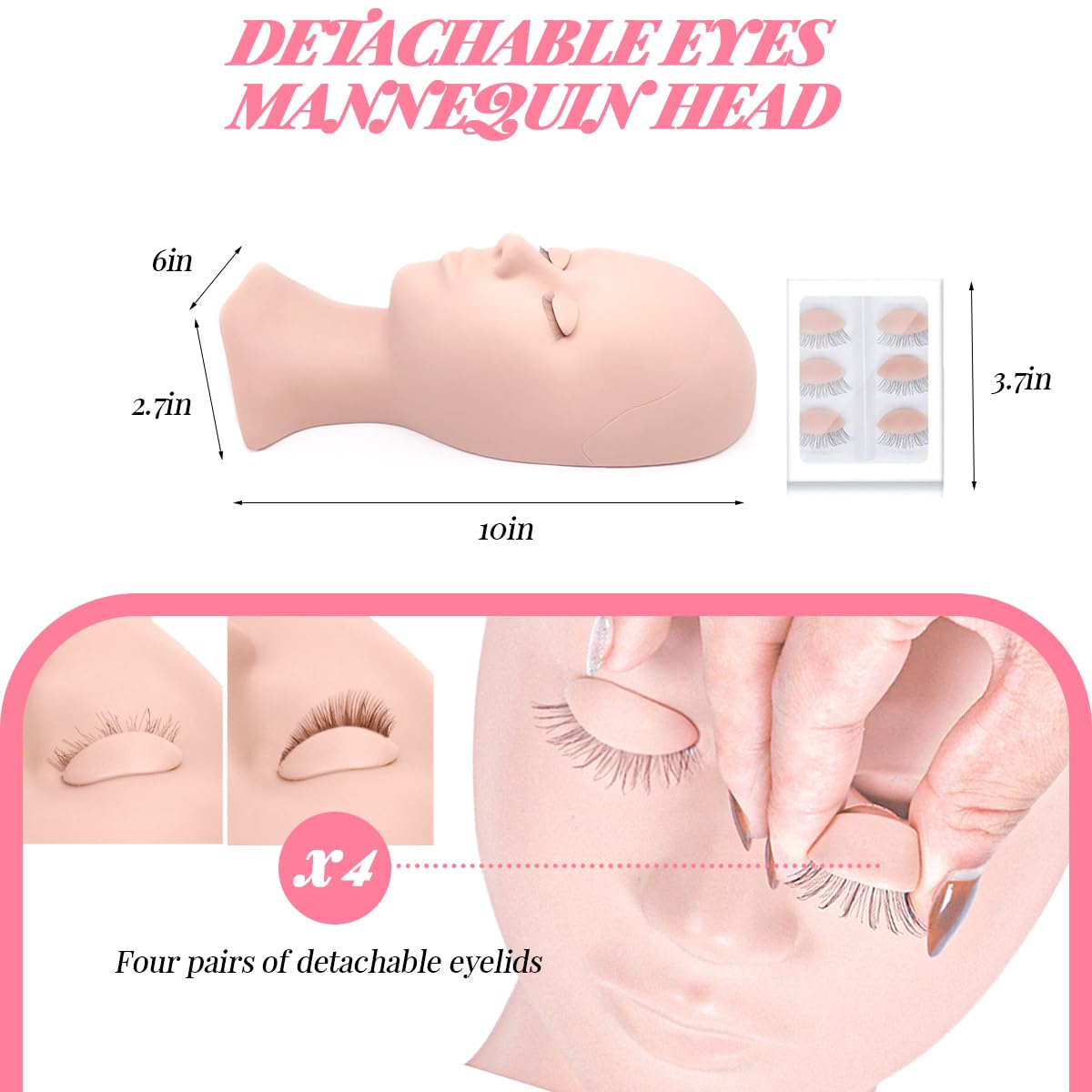 Kit D'extension de Cils pour Débutants Pratique des Cils pro Set Avec Tête de Mannequin Paupières Amovibles Usb Fan Spray Personal Fake Lash Bar Shampooing Brosse Fournitures Boîte de Rangement