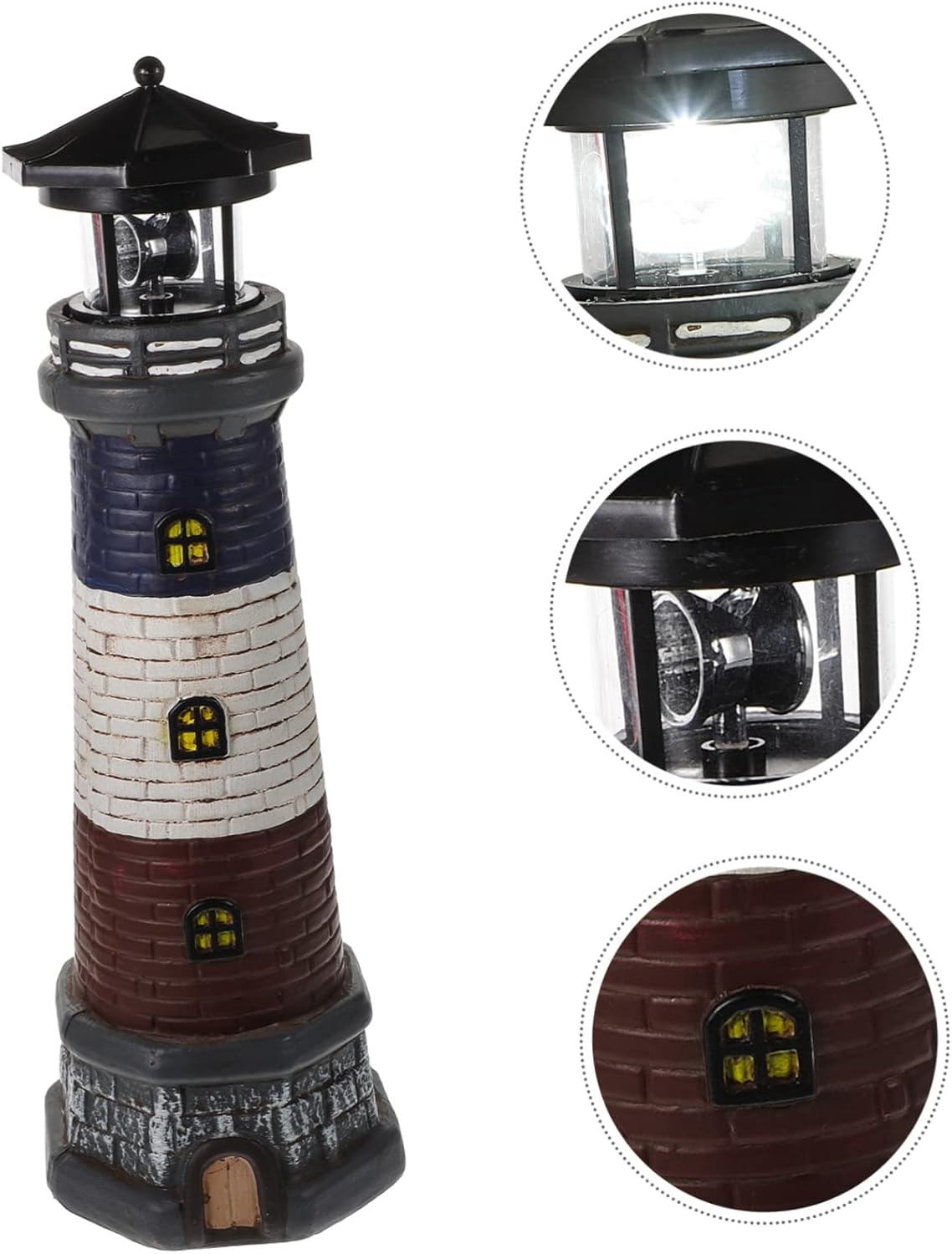 balacoo Lighthouse Solar Light for Garden Resin Craft Outdoor Decor Solar-Powered Statue