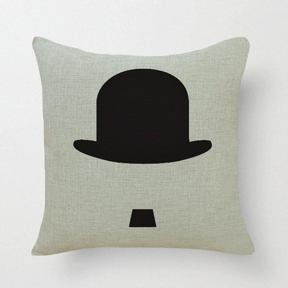Howsley Pillowcases Decorative Standard Size 18 x 18 Inch Throw Pillow Case Covers Set Linen Square Cushion Cover Cotton for Sofa,Bed,Chair,Auto Seat,Office Seat,Car Cushion,Chaplin Moustache (#03)