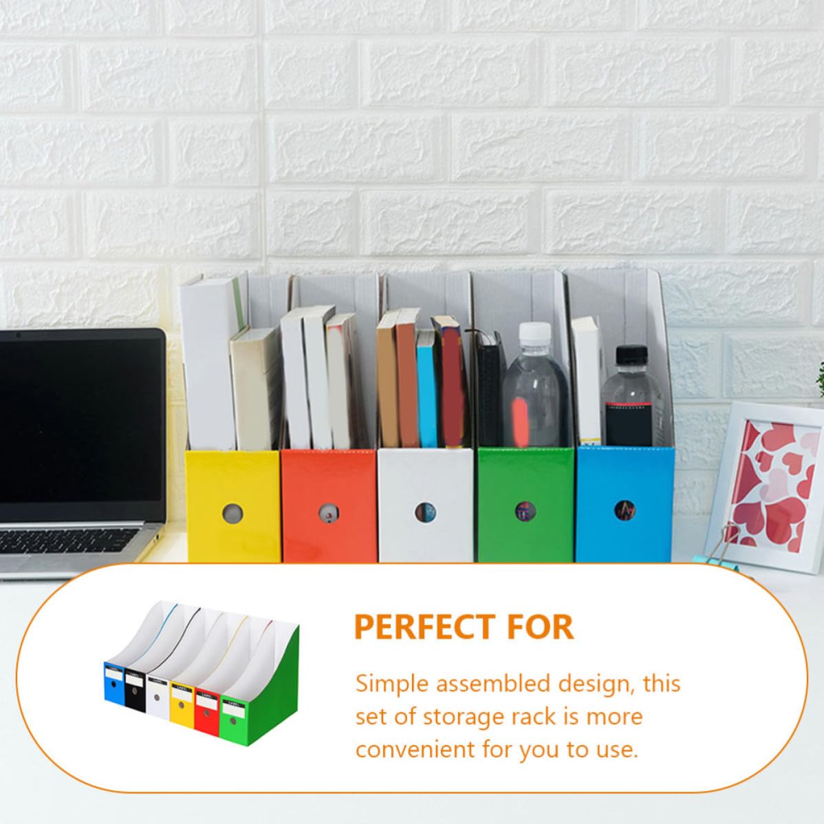 Set 6pezzi Organizer Documenti in Carta Design Semplice Assemblato, Scatole per Documenti e Conservazione, per Ufficio e Camera da Letto Scolastica