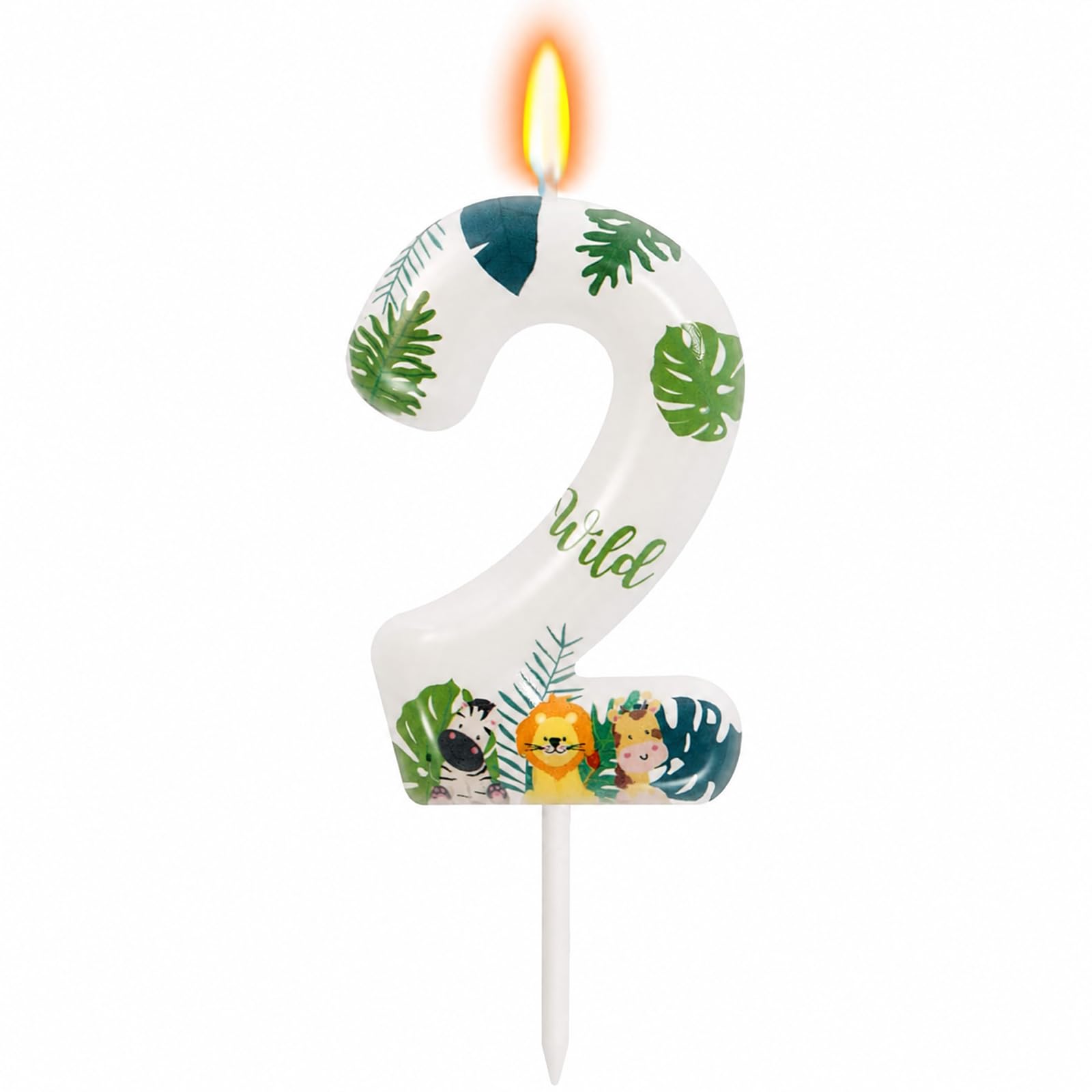 Bolosa Jungle Number 2 Birthday Candle with Safari Animal Design