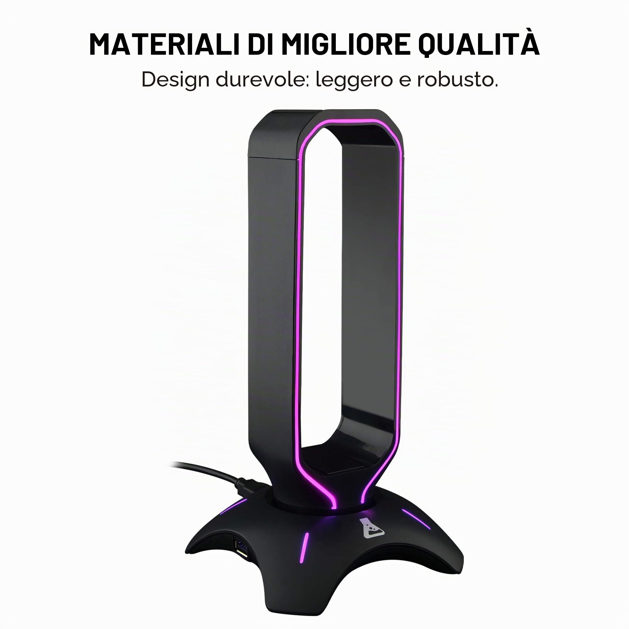 The G-Lab K-Stand RADON Supporto per Cuffie da Gioco RGB USB HUB Base Antiscivolo Nero