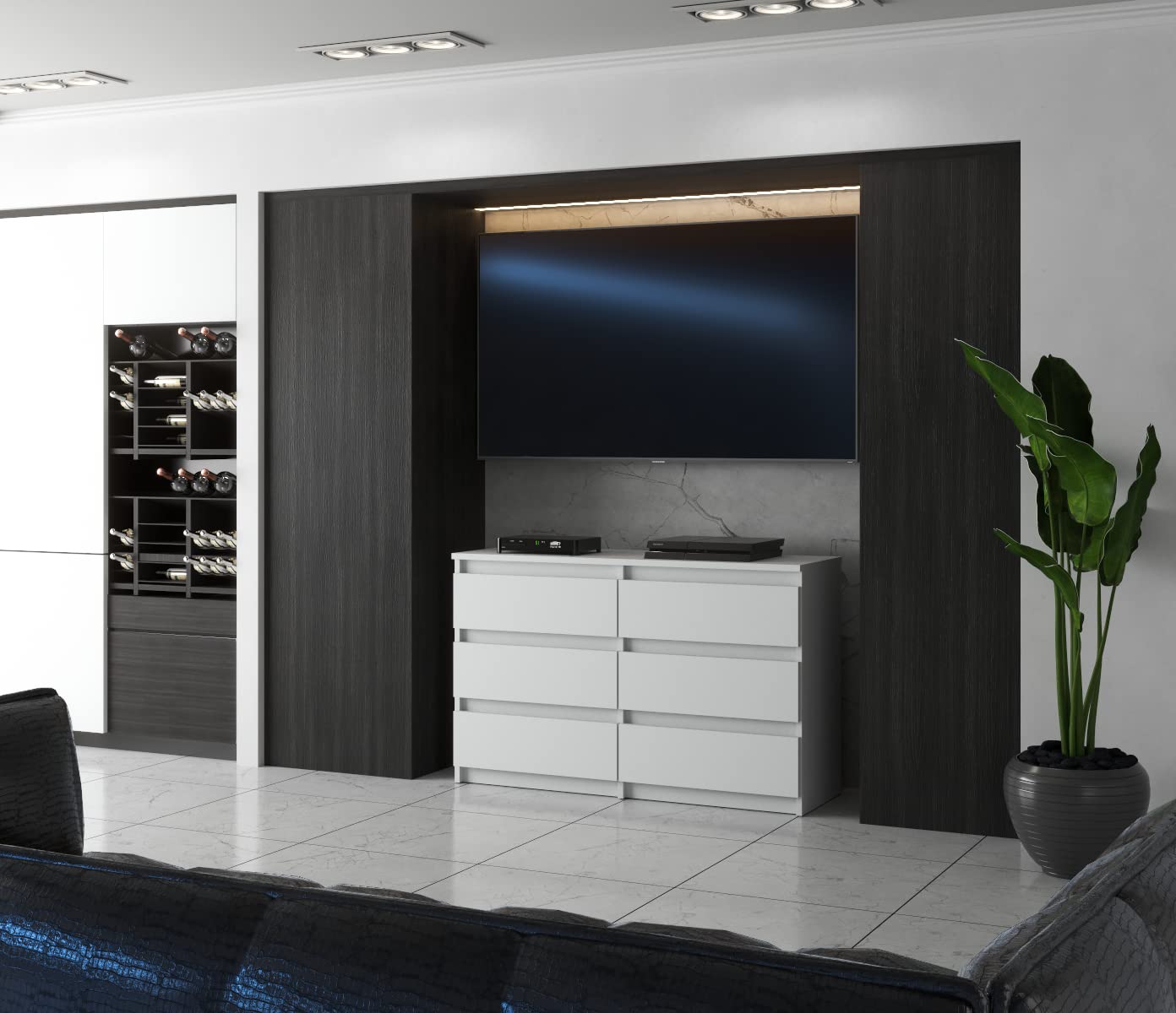 MRBLS Commode met 6 laden, dressoir, moderne kast met laden, voor je slaapkamer (industrieel antraciet/mat grijs, oude stijl), 100 x 71,5 x 33,5 cm (b x h x d