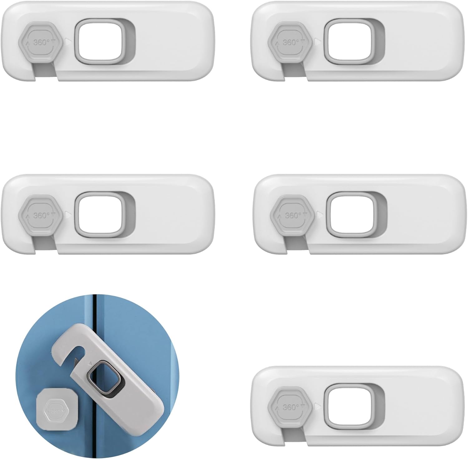 5pcs Grey Cupboard Locks for Children,Child Locks for Kitchen Cupboards