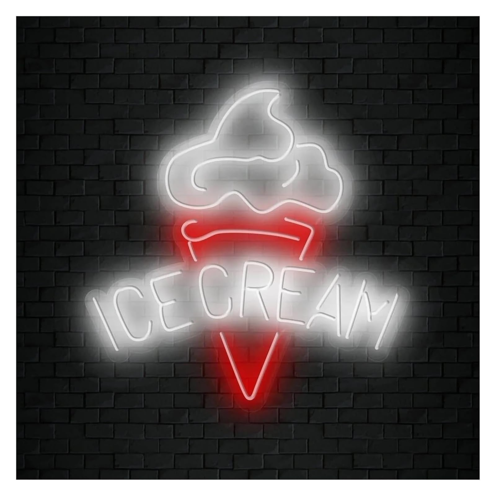 Zynther Neon lamp for neon Light Decoration Ice Cream for Sign Hanging Wall Room Decor 32cm×32cm