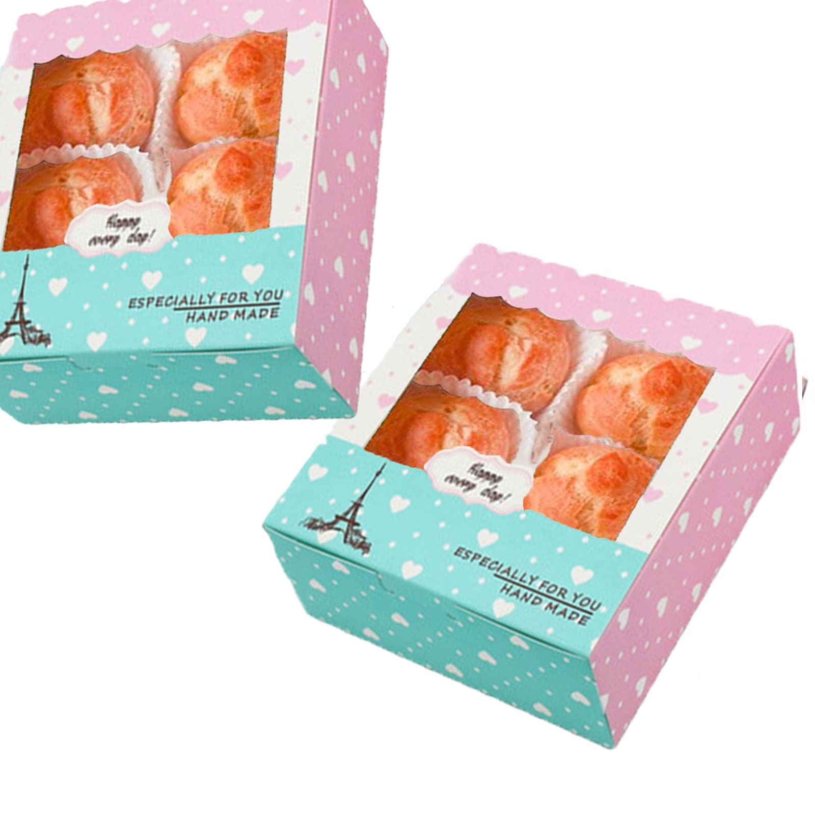 20 Scatole Portacupcake In Cartone: Confezioni Regalo Trasparenti Per Dolci E Biscotti