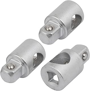 Aexit 1/2' Square Hand Operated Tools Head CR-V Silver Tone Sliding Handle Adapter Impact Socket 3pcs Model:62as260qo35