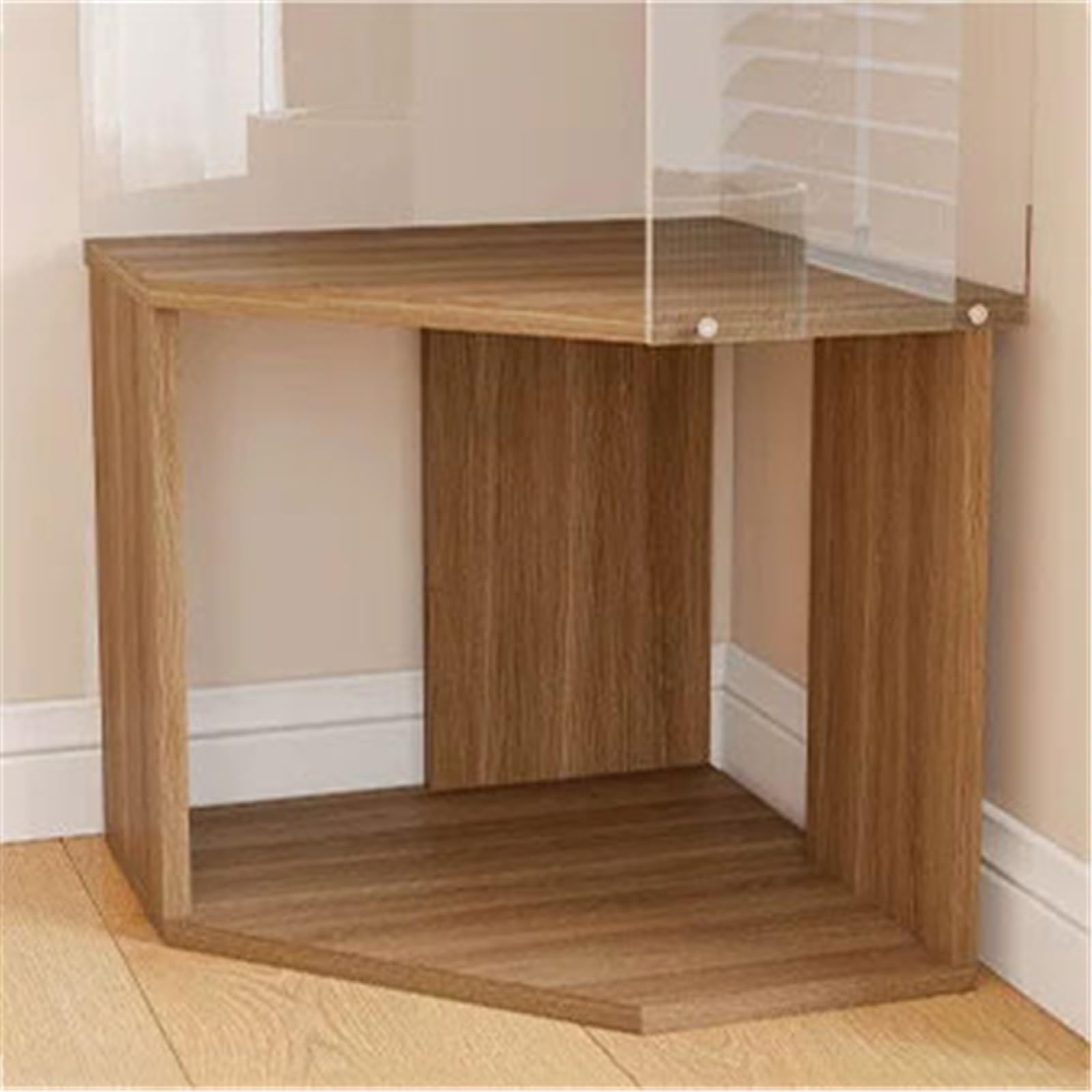 Vitrinenregale Mehrzweck-Bücherregal mit 4 Ebenen aus Acryl und Holz for die Wohnzimmerecke freistehend