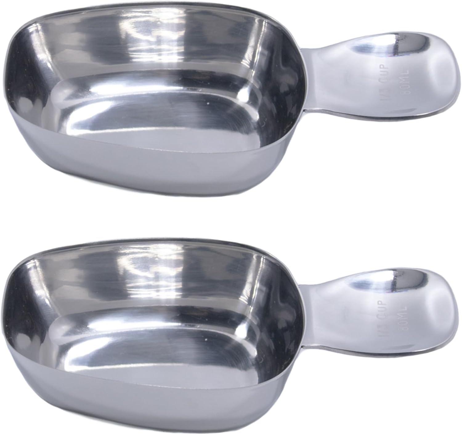Honey Bear Kitchen 1/4 Cup 60 ml Leave-in Canister Scoops, Polished Stainless Steel (Set of 2)