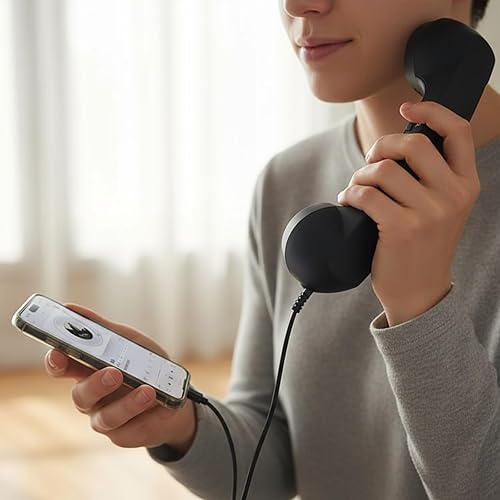 Miniatura 4 de Retro Cell Phone Handset USB C, Classic Telephone Receiver Microphone Speaker with Type C Cable, Wired Headset for iPhone Android Smartphone Tablet