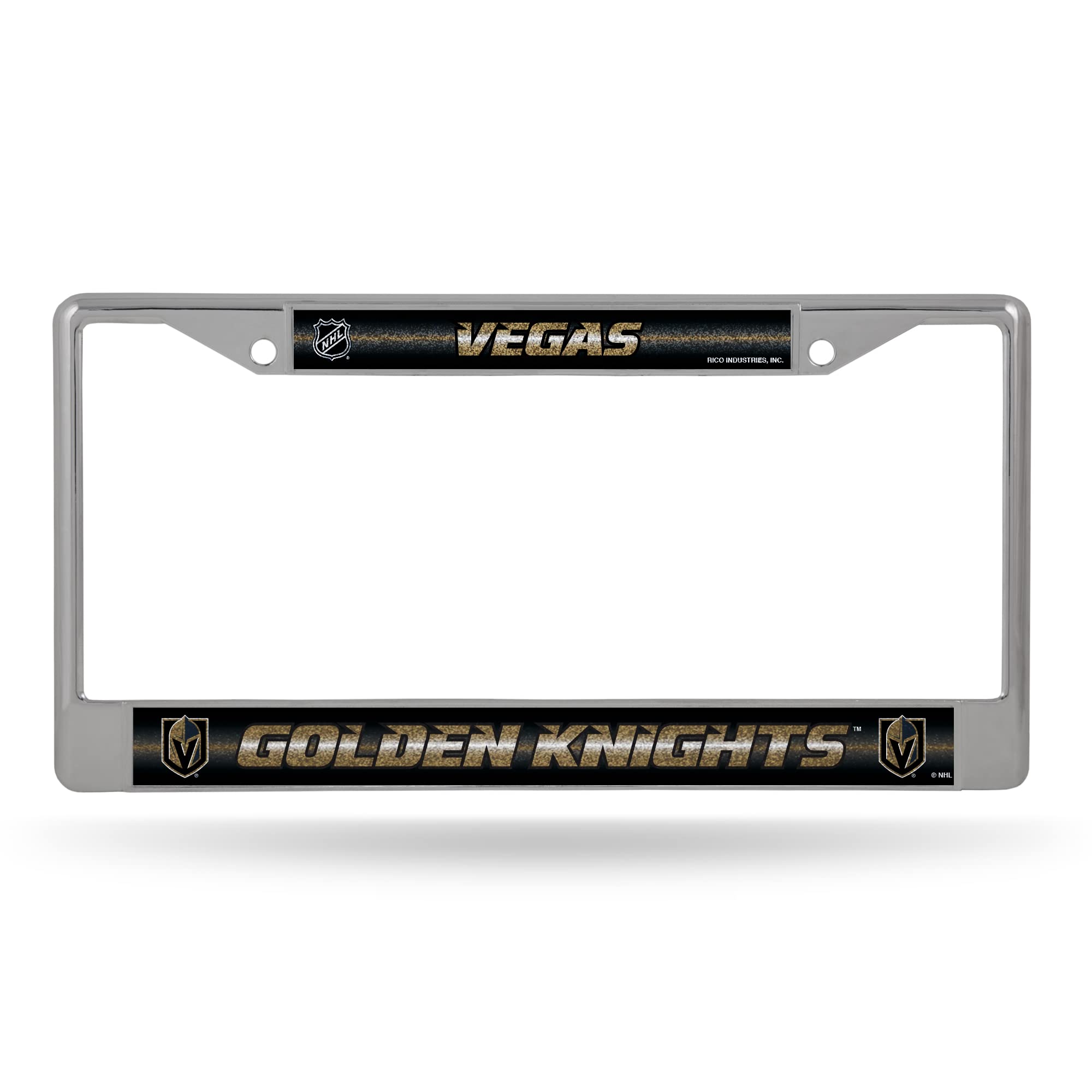 Rico IndustriesNHL Vegas Golden Knights Bling Chrome License Plate Frame with Glitter Accent