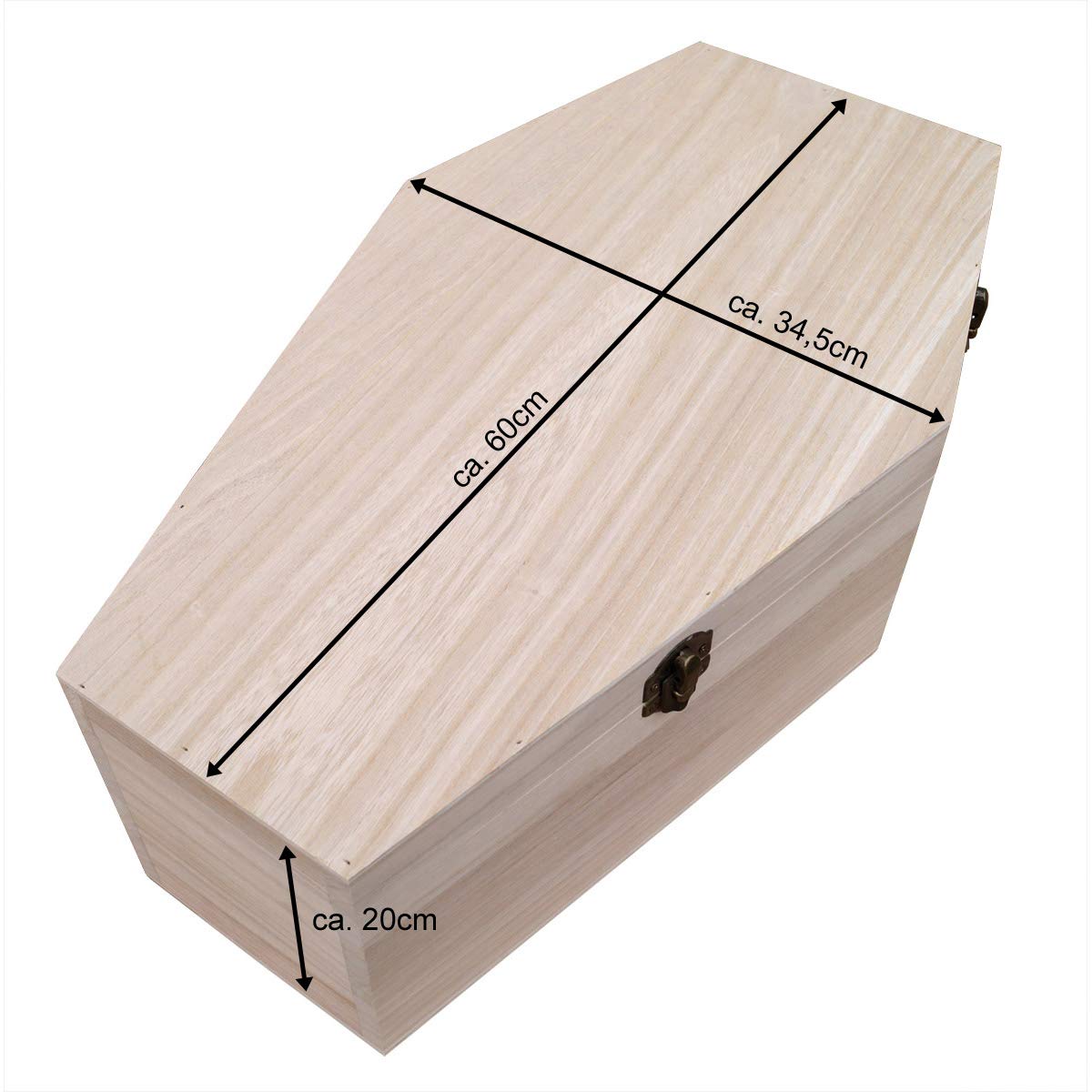 PrimoLiving Ataúd de Madera - Tamaño XL para Mascotas de tamaño Mediano - Ataúd para Mascotas con Cierre de Metal - Incluye Estructura de Yeso