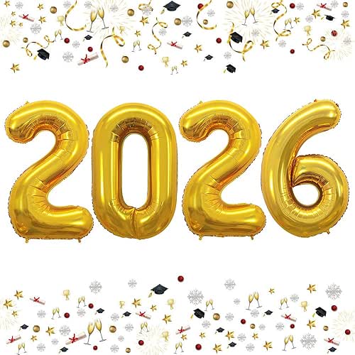 GOER 42 Inch 2026 Gold Foil Number Balloons for 2026