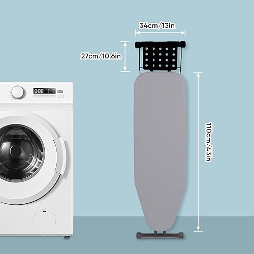 Miniatura 5 de Tabla de planchar de lujo con cubierta resistente al calor y almohadilla de fieltro gruesa, patas resistentes y resistentes, tabla de hierro de