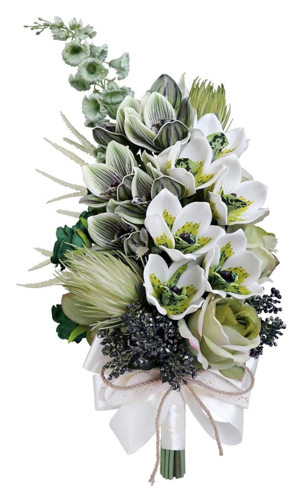 Bouquet de mariage artificiel en cascade pour une cérémonie laïque romantique en plein air