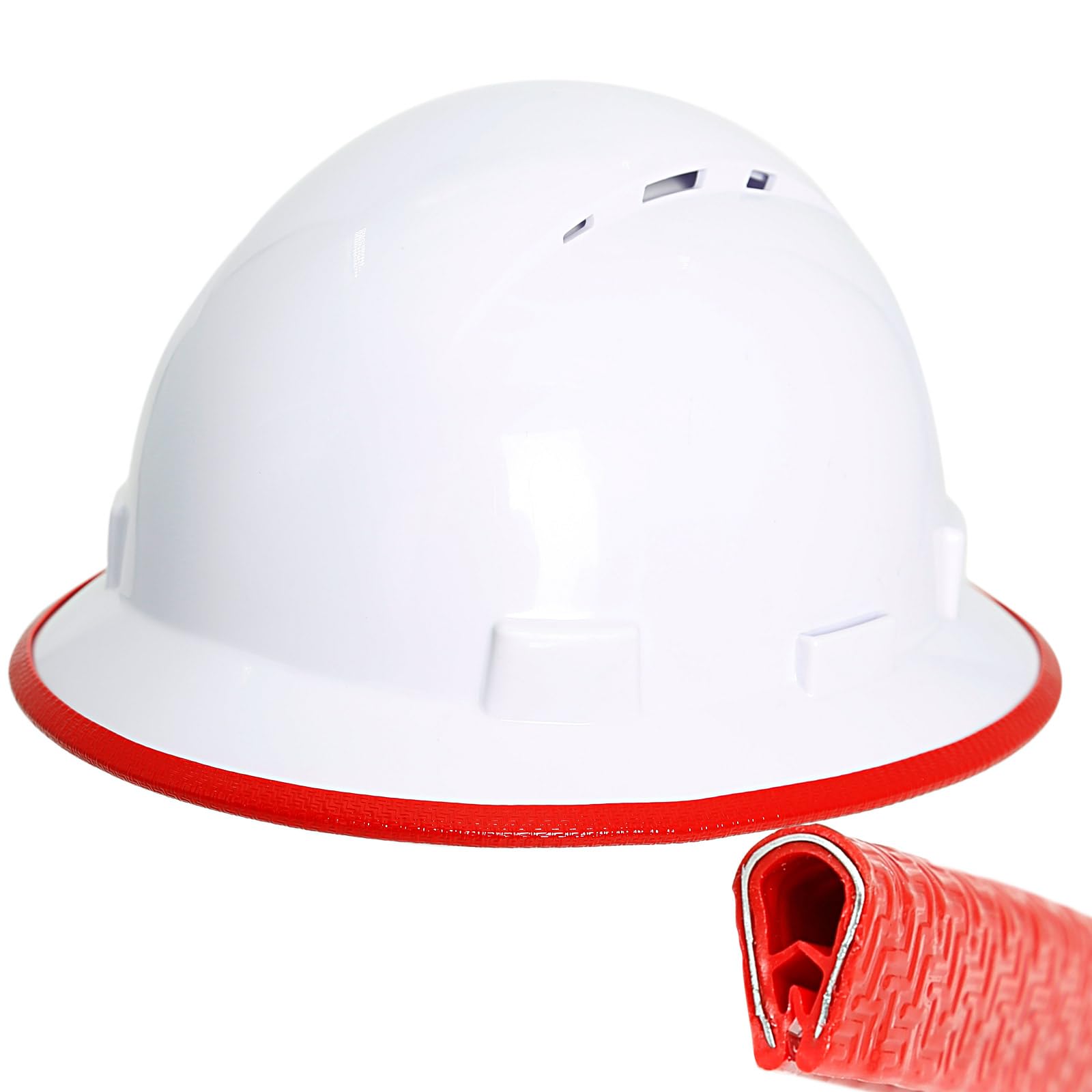 Aolamegs Hard Hat Brim Guard with Steel Core-Universal Full Brim Hard Hat Accessories,Clip on Impact-Resistant Edge Protector for Carbon Fiber &