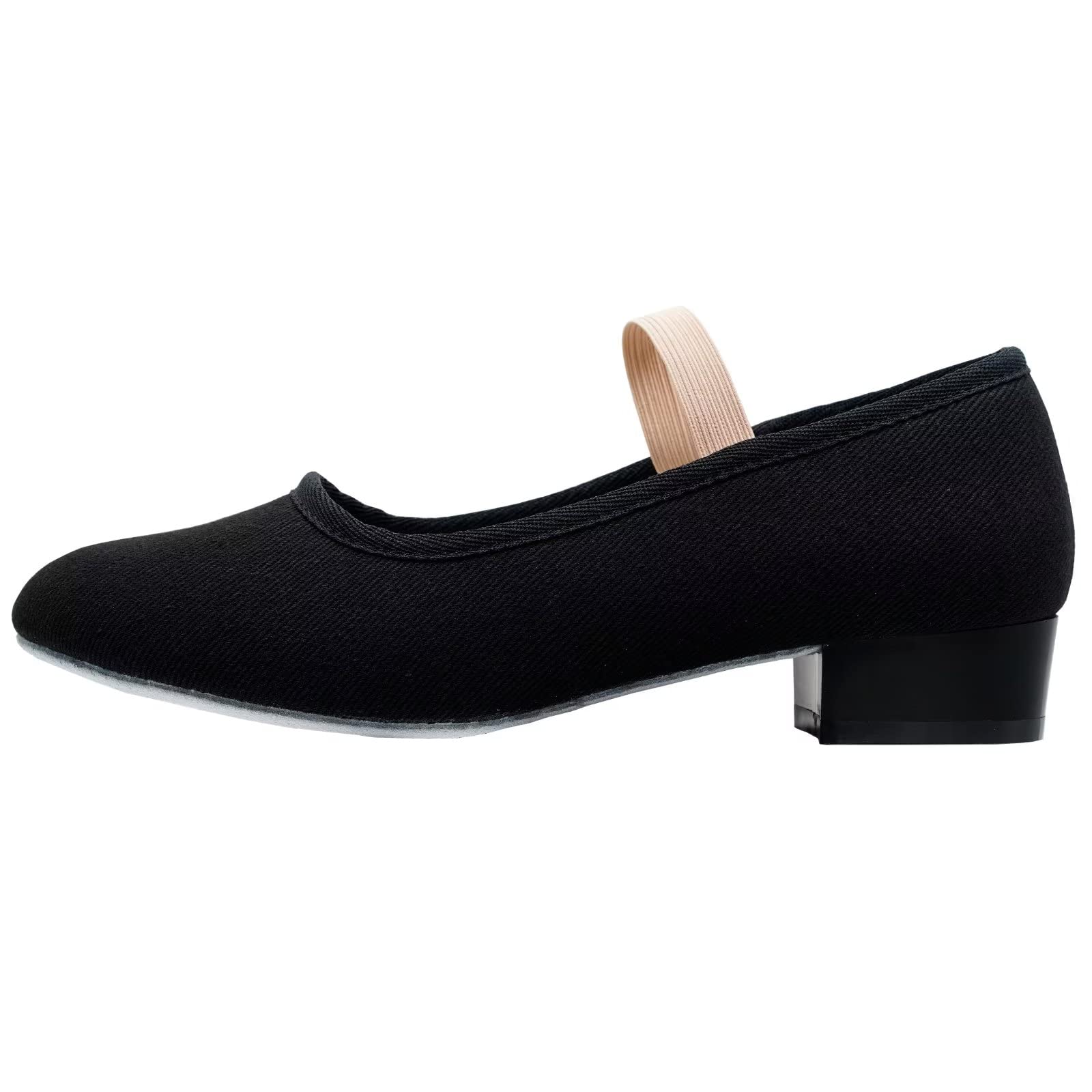 Zapatos de Carácter para Danza,Negro 2.5cm Tacón Bajo Lona Zapatos de Carácter Ballet